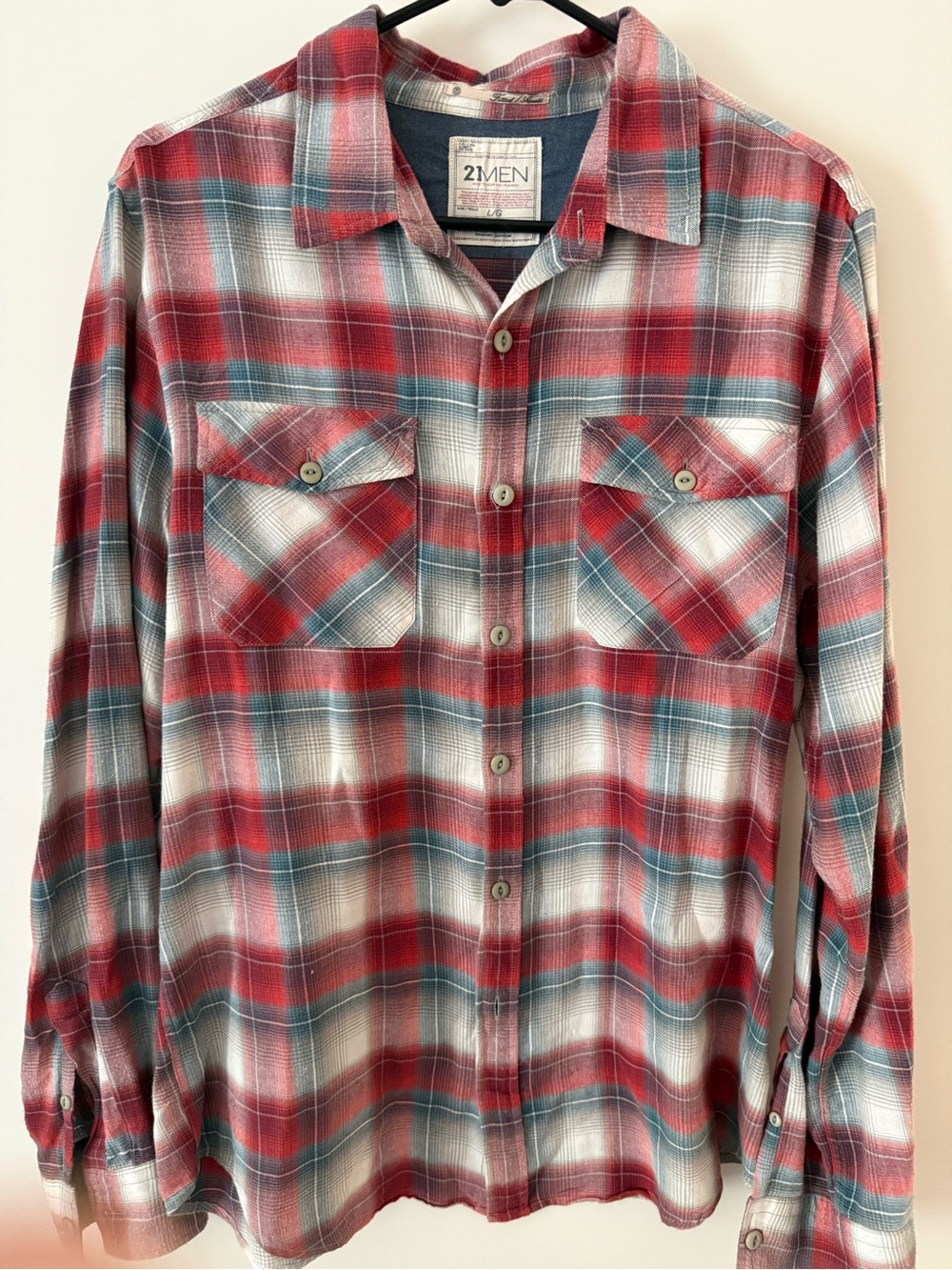 Red Plaid Button-Up Men's Shirt